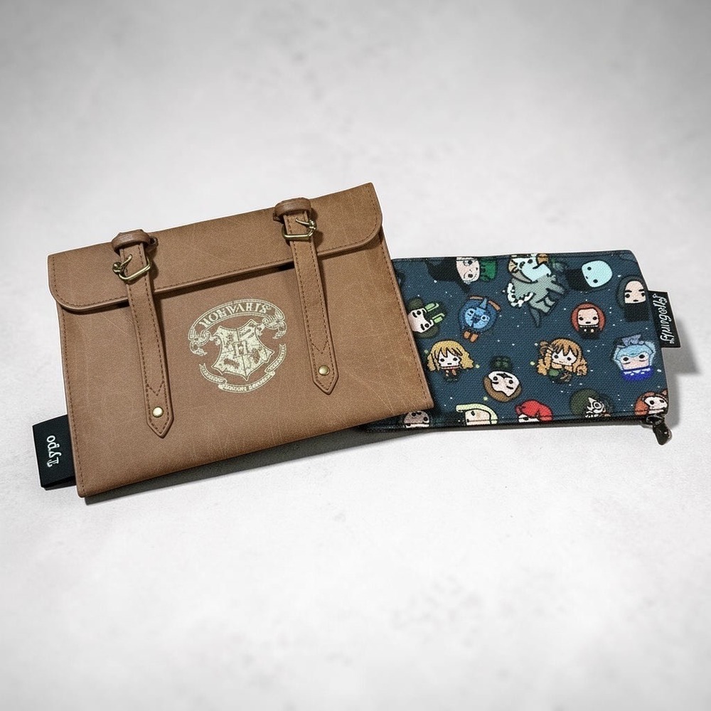 Loungefly & Typo Harry Potter Pouches Brown Gray Hogwarts Set of 2! Excellent